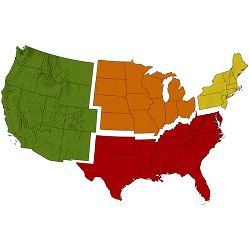 The U.S., segmented into four Big Data regions.