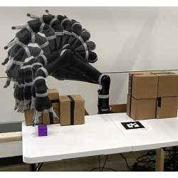 A robot arm doing motion planning with a custom FPGA processor.