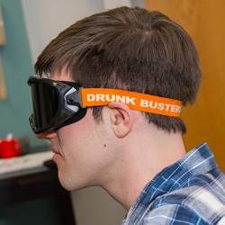 A Worcester Polytechnic Institute dons goggles to assess the AlcoGait app.