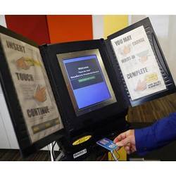 An electronic voting machine.