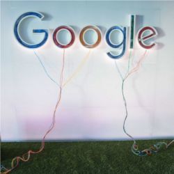 Google logo at data center, The Netherlands