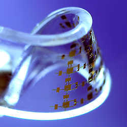 Bendable electronic devices like the one pictured here could become more common in the future.