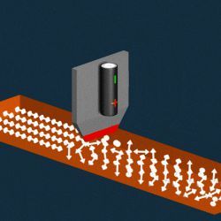 moving an electric tip along a surface, illustration