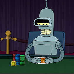 Bender, a poker-playing robot from the TV series "Futurama." 