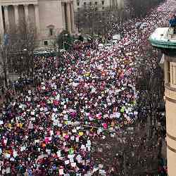 Demonstrators on Pennsylvania Avenue during the Women's March on Washington on Jan. 21, 2017 in Washington, D.C.