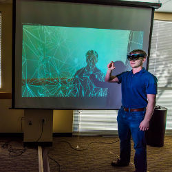 Todd Noel wearing augmented reality headset