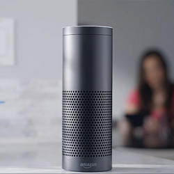 Amazon's Echo wireless speaker, which connects to Amazon's Voice Service.