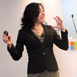 Microsoft Research New England managing director Jennifer Chayes opened the conference.