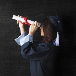 A graduate peering towards the future. 