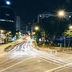 Driving at night.