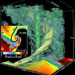 The simulation reveals several structures that make up the tornado.