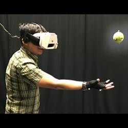 Catching a ball in virtual reality.