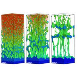 Liquid superheated to ~90% of the spinodal temperature rapidly decomposes into vapor and liquid droplets.