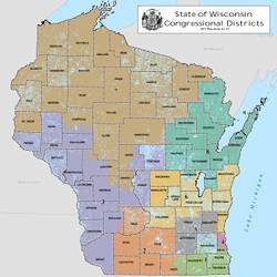 A map of Wisconsin's Congressional districts.