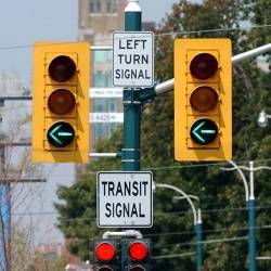 A left turn signal. 