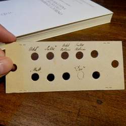 A punchcard that was part of Charles Babbage's Analytical Engine.