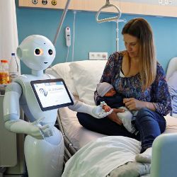 robot with mom and baby