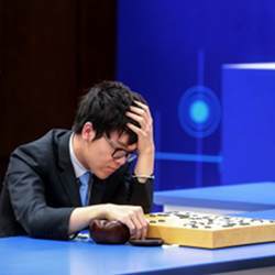 Go champion Ke Jie considers his next move against AlphaGo.