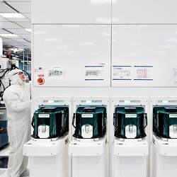 IBM scientists prepare test wafers with 5nm silicon nanosheet transistors.