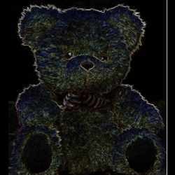 How the brains V1 and V2 areas might use information about edges and textures to represent an object like a teddy bear.