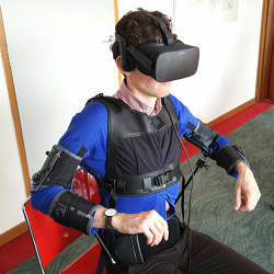 The virtual reality headset/jacket system.