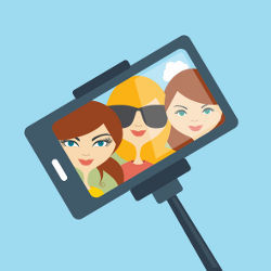 girls in selfie, illustration