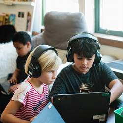 Third graders in a computing workshop at Redwood Heights Elementary School, Oakland, CA.