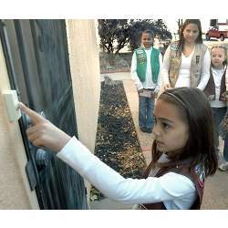 Girl Scouts selling cookies in New Mexico.