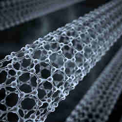 A cylindrical carbon nanotube.