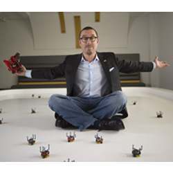 Magnus Egerstedt, executive director for the Institute for Robotics and Intelligent Machines at the Georgia Institute of Technology, in the new Robotarium. 