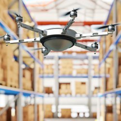 drone in warehouse