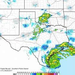 A radar map showing Hurriane Harvey hitting Texas on Friday, Aug. 25.