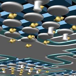 Artist's impression of flip-flop qubit embedded in the silicon matrix of a chip.