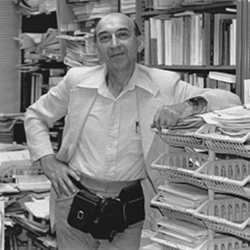 Lotfi Zadeh at his office at the University of California, Berkeley, in 1988.