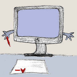 grading computer, illustration