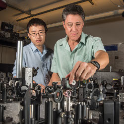 Sandia researchers Yuanmu Yang and Igal Brener 