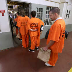 Inmates awaiting housing assignments.