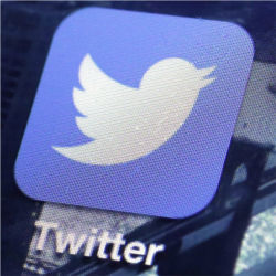 Twitter logo on screen