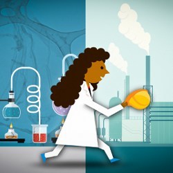 getting out of the lab, illustration