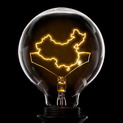 light bulb filament with shape of China