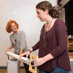 Northeastern University professor Dagmar Sternad (left) examines the subtleties of human movement and how they play into our physical interactions with robots.