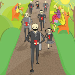 users with cellphones, illustration