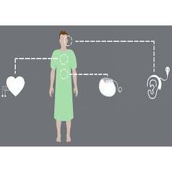 Artist's conception of wireless implants that can monitor organs such as the heart, kidney, and ear drum. 