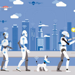 parade of robots, illustration