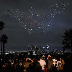 A light show performed by drones.