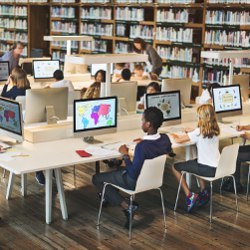 students at computers