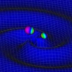 Blue Waters numerical relativity simulation of two colliding black holes.