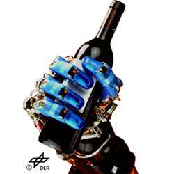 A robot hand grasping a bottle.