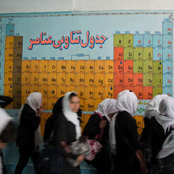 Students at the Female Experimental High School in Herat, Afghanistan.