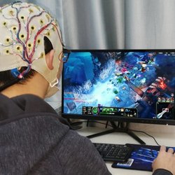 gamer with EEG cap